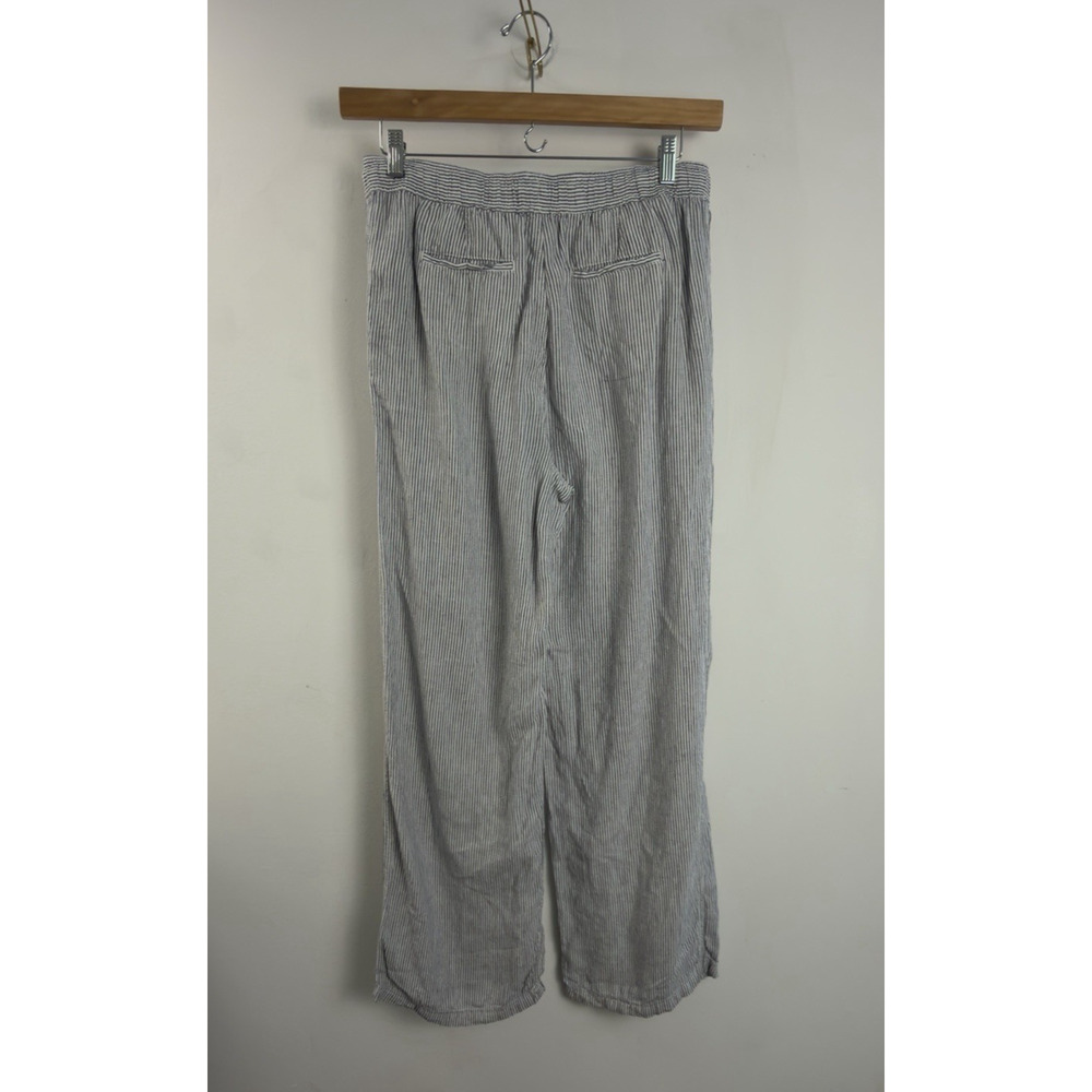 Artisan NY 100 % Linen Pants Pull-On Pockets Wide Leg White Stripe Sz Large - Picture 2 of 7